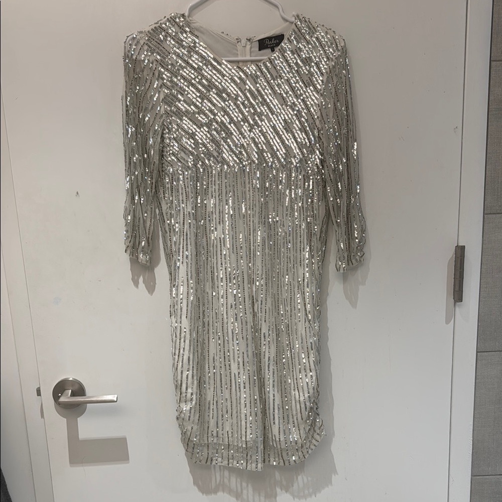 Silver Sequin Dress by Parker, size 2